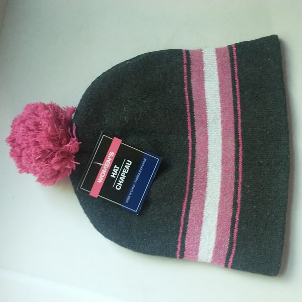 Women's Winter Ski Hat Knit Beanie Pom Pon Bobble Hat Cotton Wool Blend Chapeau